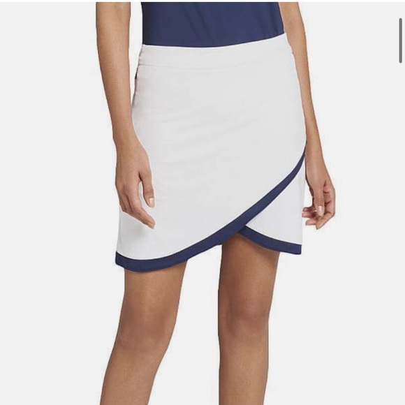 NWOT - PETER MILLAR Performance Laura Wrap Golf Skort - White/Navy SIZE L - Picture 4 of 12